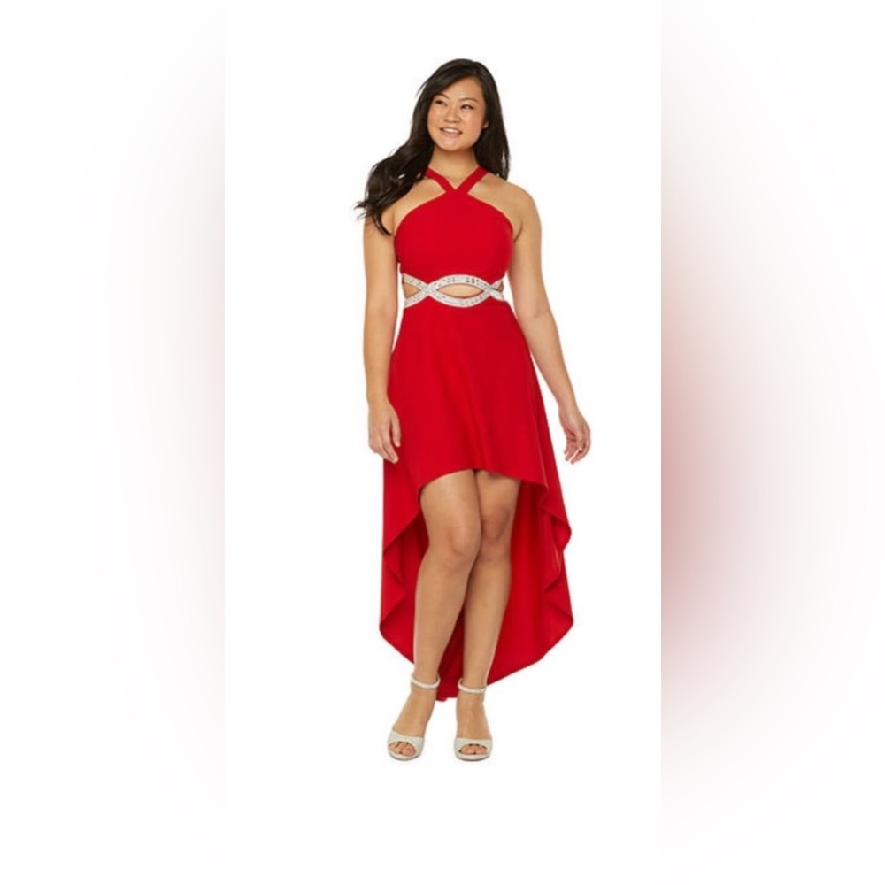 Speechless Red Halter High Low Gown